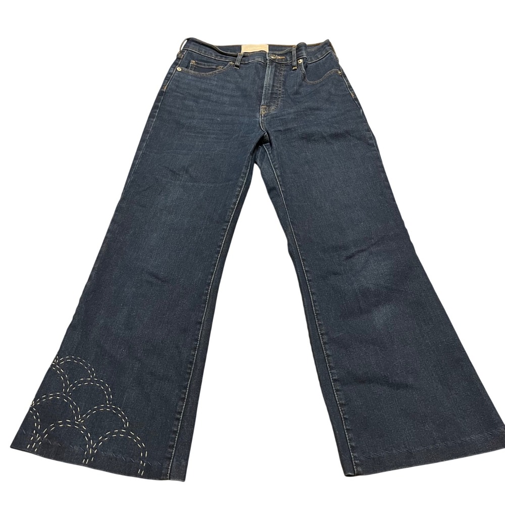 Everlane The Modern Flare Jean Dark Wash Embroidered Hem Women's Size 27